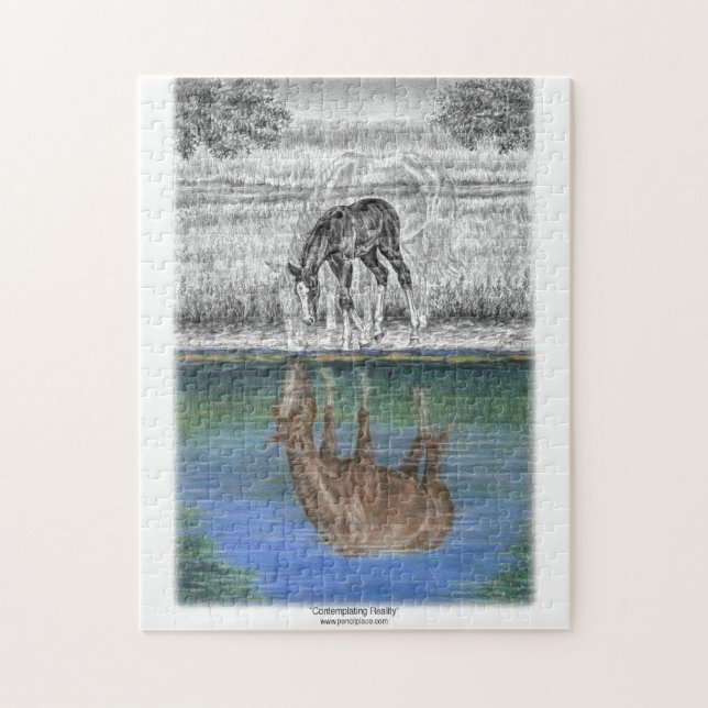 Reflektion av häst i Vatten Pussel (Vertikal)