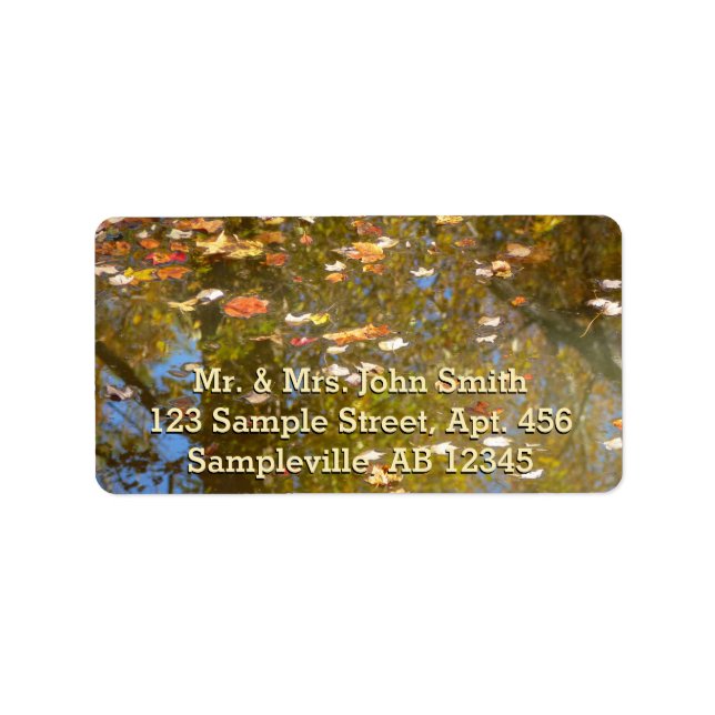 Reflektion av höst löv och ström vid Greenbelt Adressetikett (Framsidan)