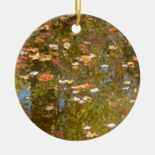 Reflektion av höst löv och ström vid Greenbelt Julgransprydnad Keramik