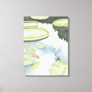 Reflektion av Koi Pond med fisk och lilier Canvastryck