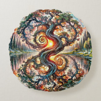 Reflektion av Serene Oak Rund Kudde