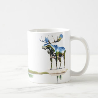 Reflektion av siver och moose-status kaffemugg