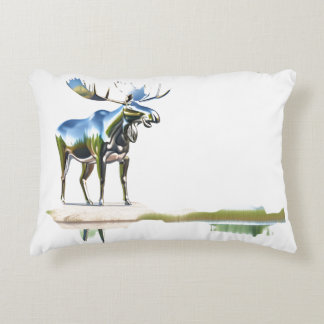 Reflektion av siver och moose-status prydnadskudde