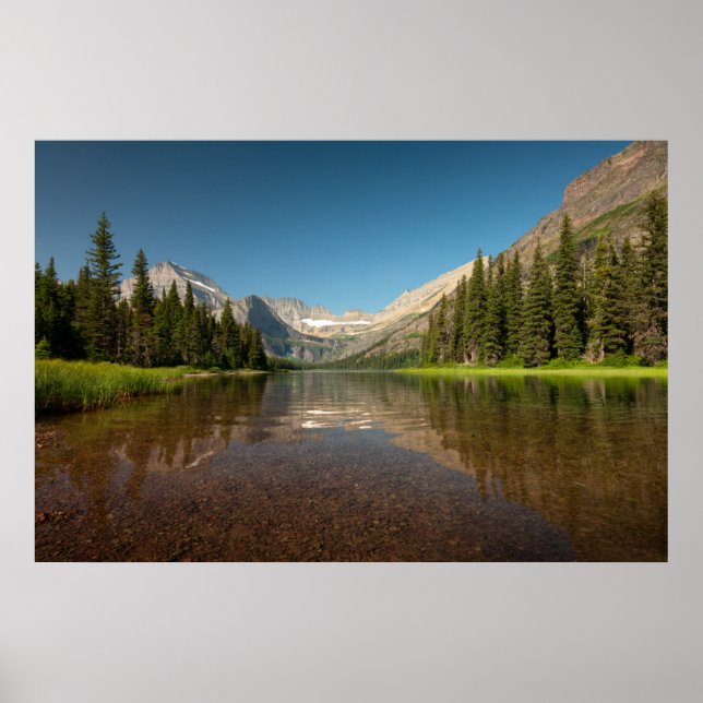 Reflektion av solnedgångsområde | Glacier national Poster (Framsidan)