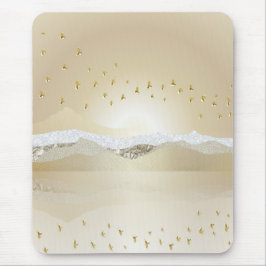 Reflektion av solnedgångssbergen i Vatten i guld Musmatta