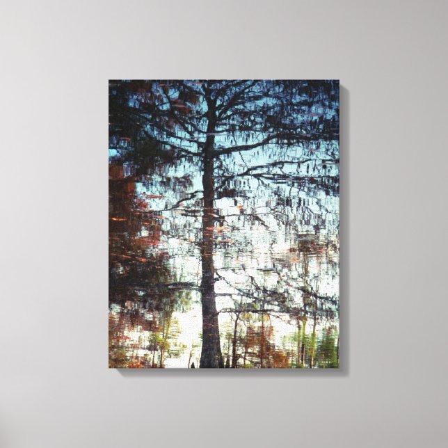 Reflektion av Träd på Vatten naturfoto Canvastryck (Framsida)