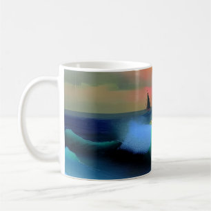 Reflektion av Vågar och solnedgång i oceanen Kaffemugg
