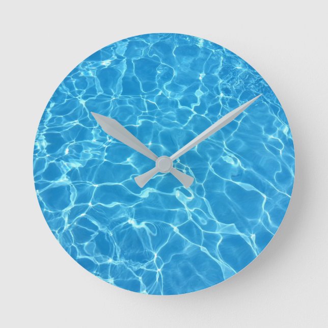 Reflektion av Vatten Ripples Swimming Bassäng Vatt Rund Klocka (Framsida)