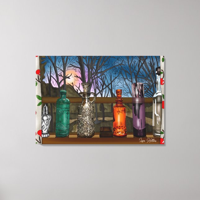 Reflektion | Färgglas Vas i fönsterfyllning Canvastryck (Framsida)