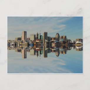 Reflektion från Baltimore Maryland Skyline Reflect Vykort