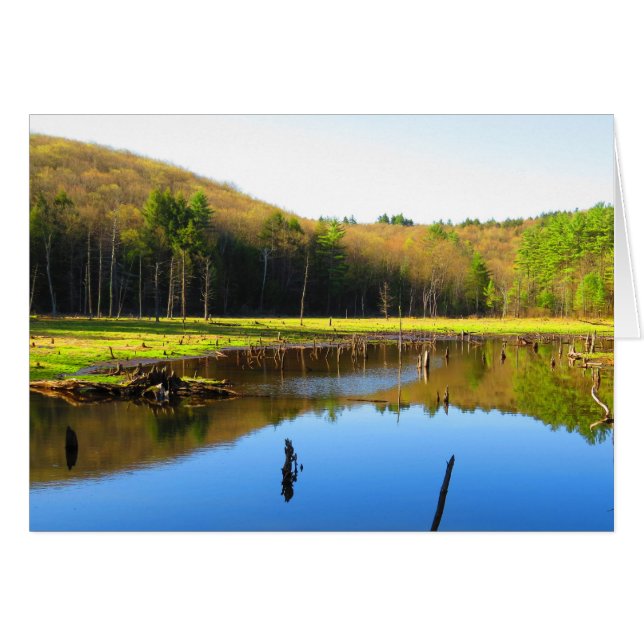 Reflektion från blå himmel hälsningskort (Framsidan Horizontal)