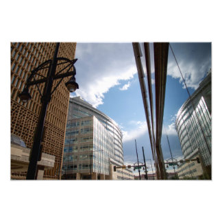 Reflektion i innerstaden fototryck