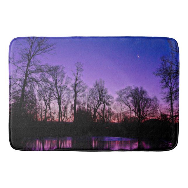 Reflektion i Neon Art Sunrise Sjö Badrumsmatta (Framsidan)
