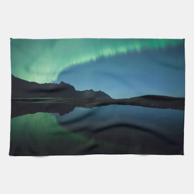Reflektion i norra Ljus Kökshandduk (Horisontell)