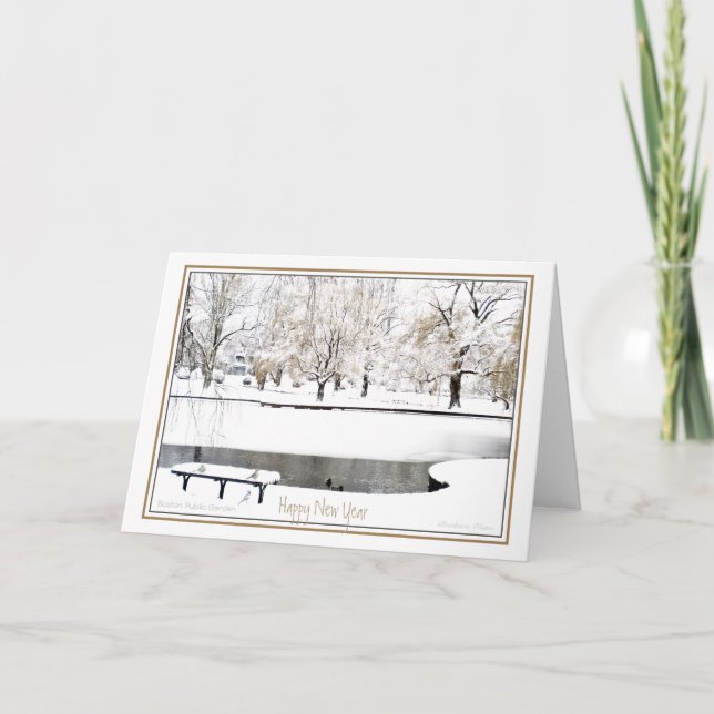 Reflektion: I Nyår: Boston Public Garden Helgkort (Framsida)