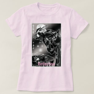 Reflektion – Japansk svart-vit silkscreenutskrift T Shirt