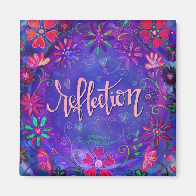 Reflektion Lila Söt  Blommigt Trendig inspiration Magnet (Framsidan)
