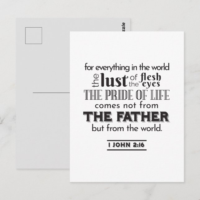 Reflektion mot andlig - 1 John 2:16 Vykort (Fram/baksida)