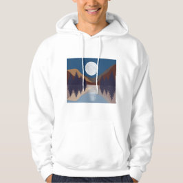 Reflektion över Abstrakten Landskapet Måne i Hoodie