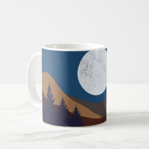 Reflektion över Abstrakten Landskapet Måne i Kaffemugg