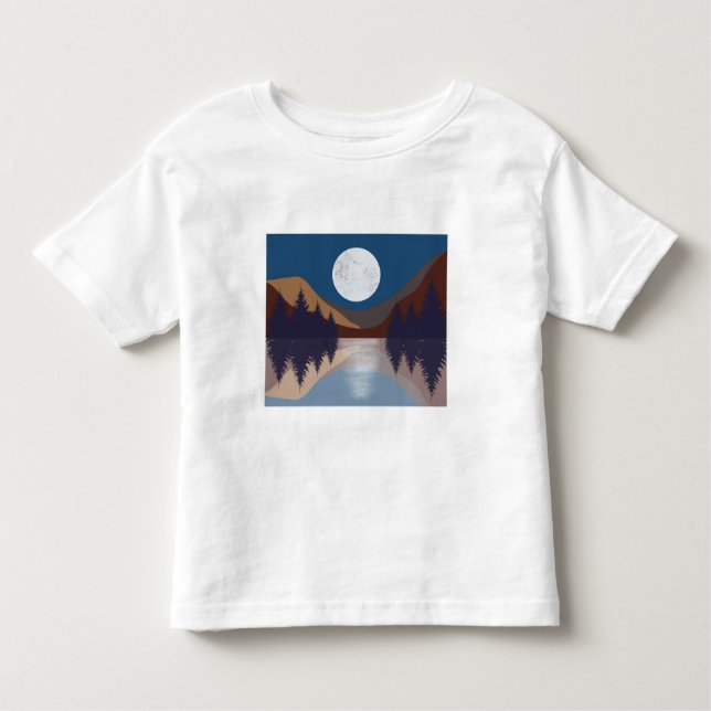 Reflektion över Abstrakten Landskapet Måne i T Shirt (Framsida)