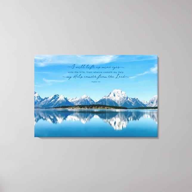 Reflektion över blå Vatten-psalm 121 Canvastryck (Framsida)