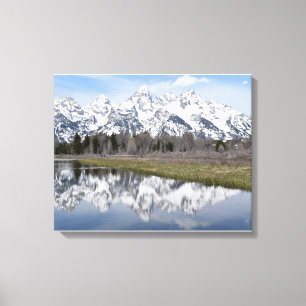 Reflektion över Grand Tetons Canvastryck