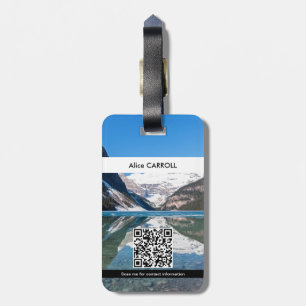 Reflektion över Sjö Louise - Banff NP - QR-kod Bagagebricka