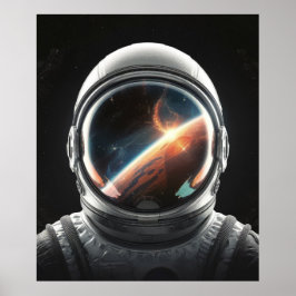 Reflektion över Universe Astronauts hjälm Poster