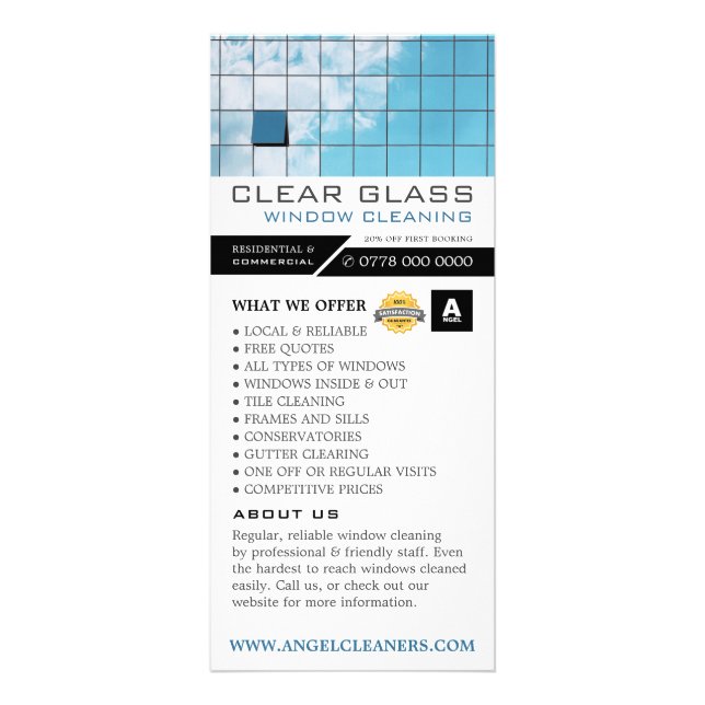 Reflektion, Städning Prist linjekort för serviceli Reklamkort (Framsidan)