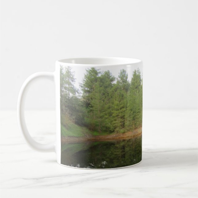 Reflektionen gräs Träd Sjö Kaffemugg (Vänster)