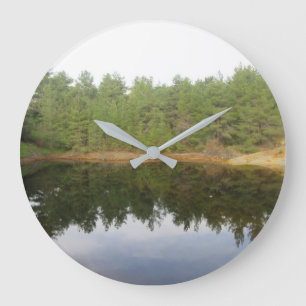 Reflektionen gräs Träd Sjö Stor Klocka