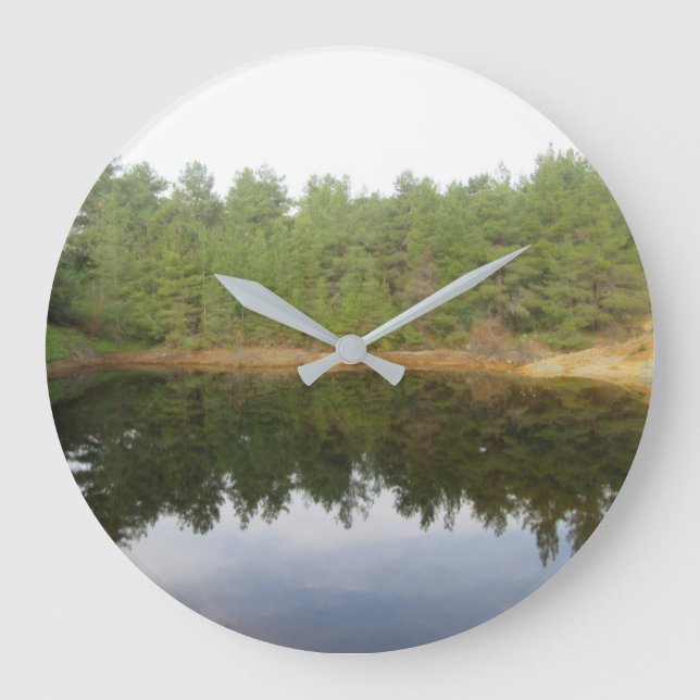 Reflektionen gräs Träd Sjö Stor Klocka (Framsida)