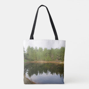 Reflektionen gräs Träd Sjö Tygkasse