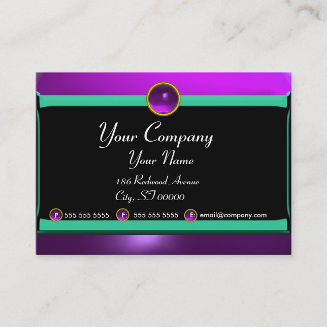 REFLEKTIONER 2 AMETYST monogram svart grönt lila Visitkort (Framsida)