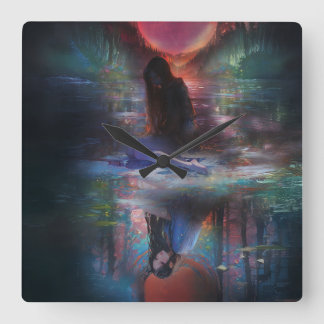 Reflektioner av ett Mystic Moonlight Fyrkantig Klocka