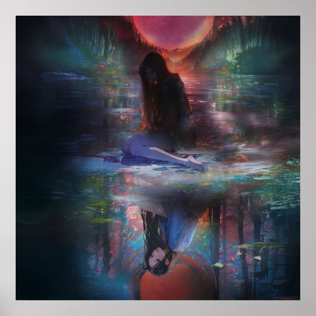 Reflektioner av ett Mystic Moonlight Poster (Framsidan)