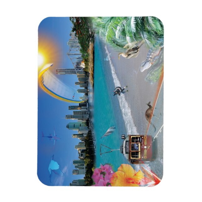 REFLEKTIONER AV OZ Brisbane City Beach Magnet (Vertikal)