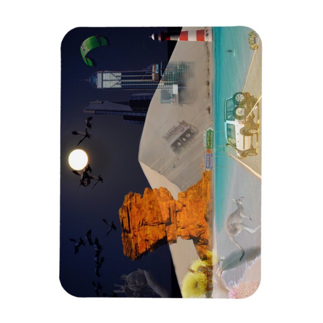 REFLEKTIONER AV OZ Måne ÖVER Sand Dune Magnet (Vertikal)