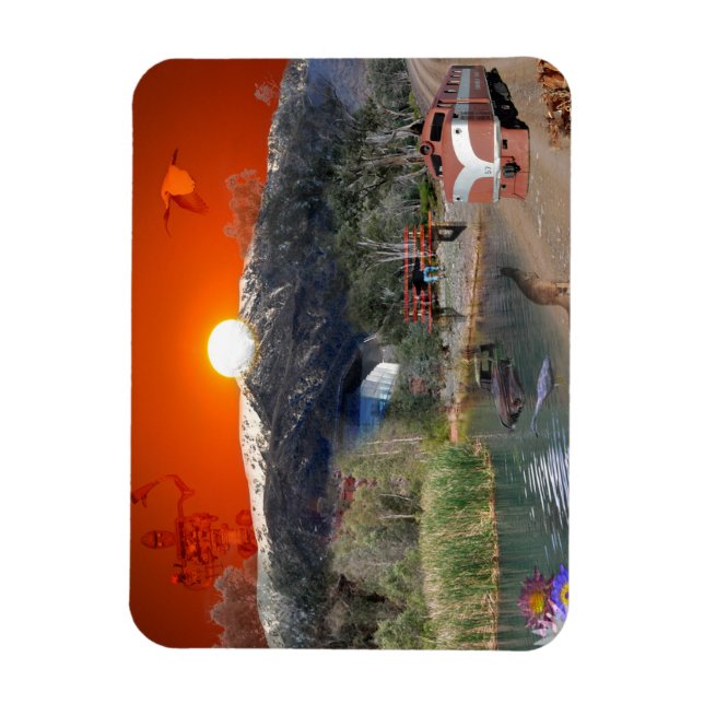 REFLEKTIONER AV OZ Sunset på Alpernorna Magnet (Vertikal)