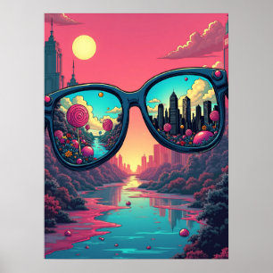 Reflektioner av två världar: Pop Art Solglasögon Poster
