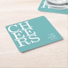 Reflektioner Bröllop Cheers Teal ID774 Underlägg Papper Kvadrat