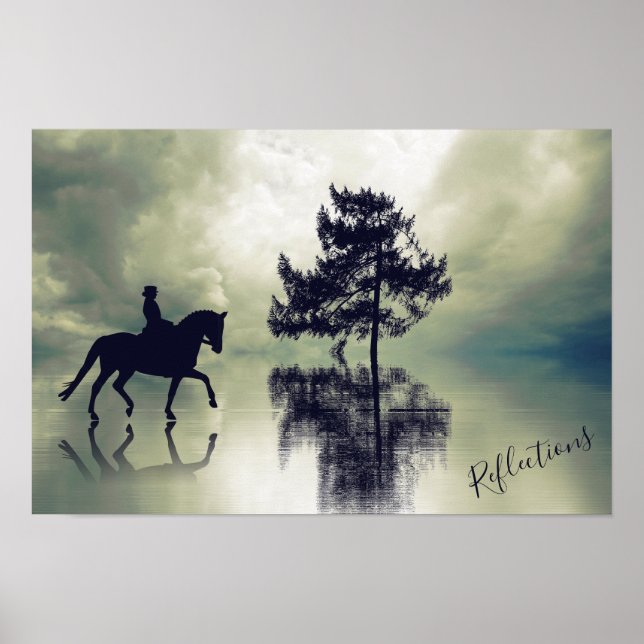 Reflektioner Dressage Stormy Weather och Träd Hors Poster (Framsidan)