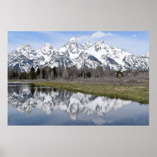 Reflektioner från bergen (Grand Tetons) Poster