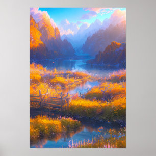 Reflektioner från bergen poster