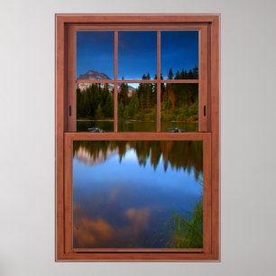Reflektioner från bergsytan i Sjö Poster