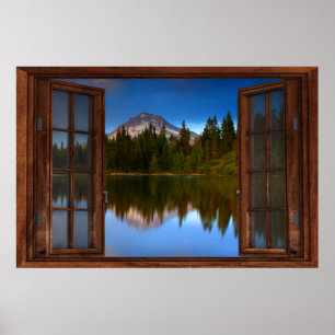 Reflektioner från bergsytan i Sjö Poster