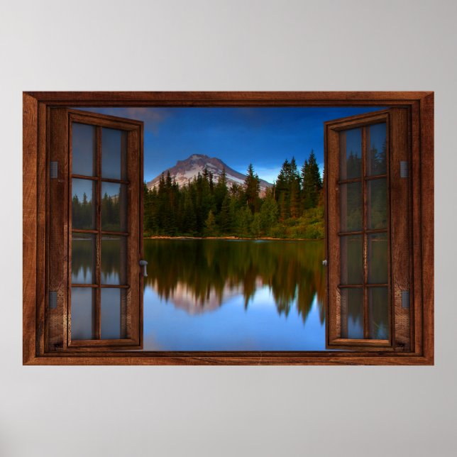 Reflektioner från bergsytan i Sjö Poster (Framsidan)