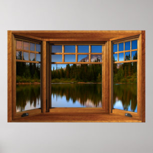 Reflektioner från bergsytan i Sjö Poster