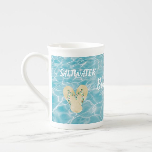 Reflektioner från Saltwater Life Aquatic Bassäng Benporslin Mugg (Vänster)
